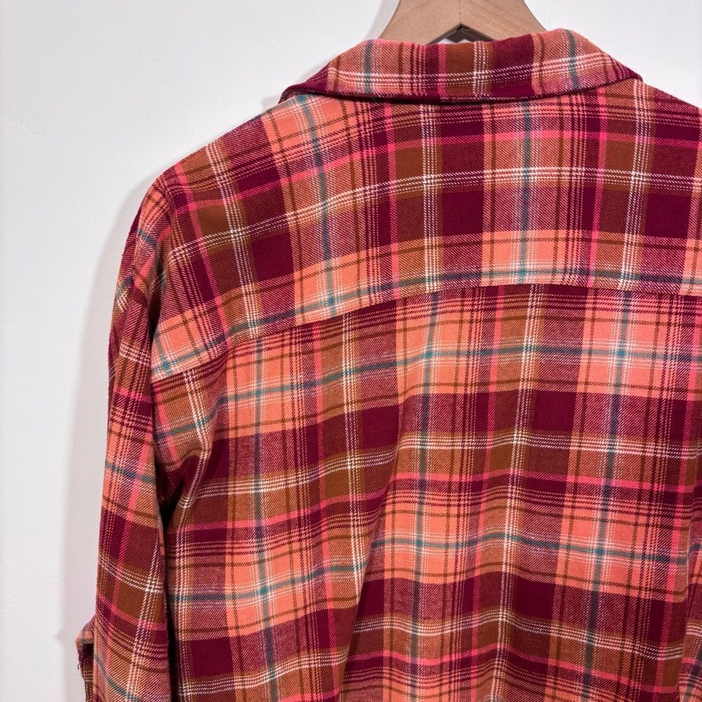 Old Navy Orange Red Long-Sleeve Tunic Boyfriend Plaid Flannel Shirt NWT 2X - Picture 10 of 16